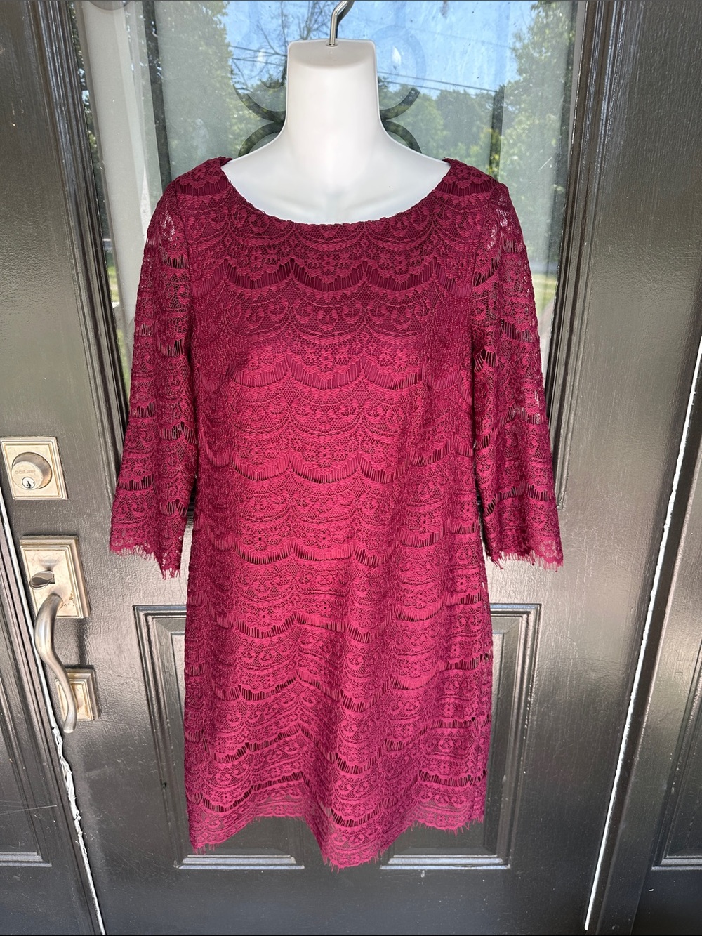 Jessica Howard Burgundy Lace Midi Dress